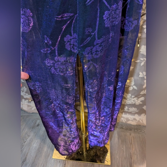 YS Fashion U.S.A Black And Purple Floral Sheer Lined Maxi Dress, Size M, EUC! - Picture 6 of 7